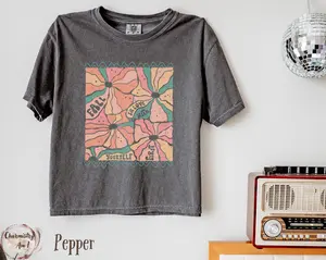 Retro Floral Shirt Comfort Colors Boxy Tee Boho Style Y2k Shirt For Her Girls Trendy Summer Vacation Vibes
