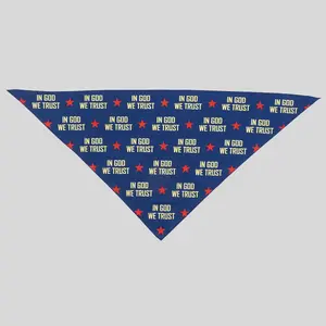 Patriotic Paws & Pray In God We Trust Pet Bandana, Classic Triangle Tie-On Fabric Neck Accessory with Graphic Design for Dogs/Cats Around the Block