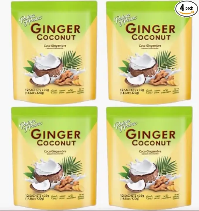 Ginger Coconut Milk Powder, Instant Beverage, Cold Brew and Hot Brew, Coconut Latte, Gold Milk Base, Margarita Mix, Custard Pudding, Cookie Batter Flavoring, Curry Base, Stew Thickener, Packet ( Pack of 4) Mixed Drinks