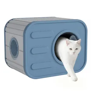TikTokShopStockUp WTFGO All-Weather Outdoor/Indoor Cat House for Feral Cats - Resin Durable Waterproof Windproof Cat Shelter with Dual Ventilation, Scratch-Resistant Pet Bed for Warm & Cozy Rest（20.7''×14.3''×15.8'') ）