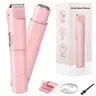 Women's Electric Bikini Trimmer & Hair Shaver - Dual Head Ceramic Blades, Stainless Steel Components, Painless Wet-Dry Face/Body Grooming, Lightweight Cordless USB Fast Charge, Flawless, 90 Mins Use, Rechargeable Beauty Tool, Cool Gifts for Adults