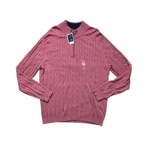 Club Room Quarter-Zip Sweater Men XXL Red Cotton Cable Knit