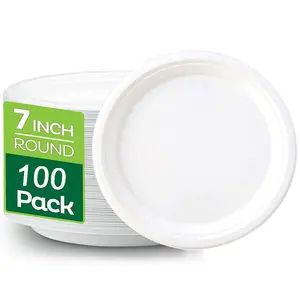 2 sets, 100 bundles 7 inch compostable plates, disposable plates, Party cutlery