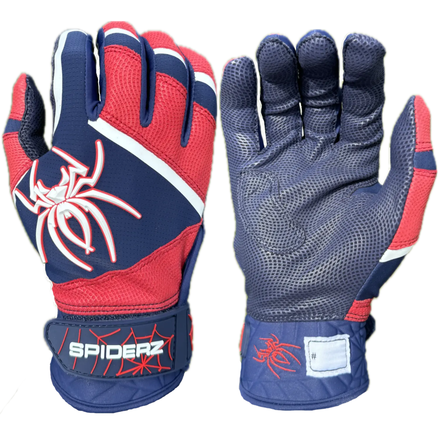 Spiderz PRO PREMIER Batting Gloves - Navy Blue/Red/White Spiderz PRO PREMIER Batting Gloves - Navy Blue/Red/White
