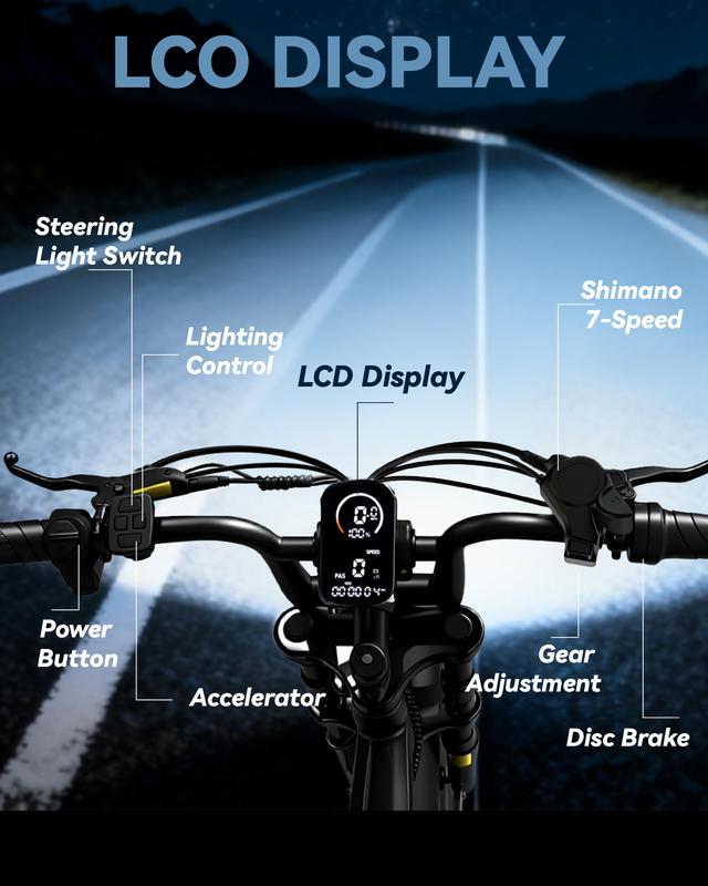 Electric Bike, Equipped with High Carbon Steel Frame, Full Suspension System, 35mph Top Speed, 48V 15AH 20-Inch All-Terrain Tires, Off-Road Motorcycle. Ebike Electric Motorcycle