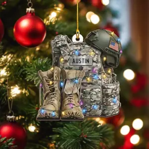 Personalized Military Gear Ornament, Custom Name Army Veteran Christmas Keepsake, Tactical Soldier Holiday Decoration, Unique Patriotic Gift for Service Members, Veterans & Military Families 2025