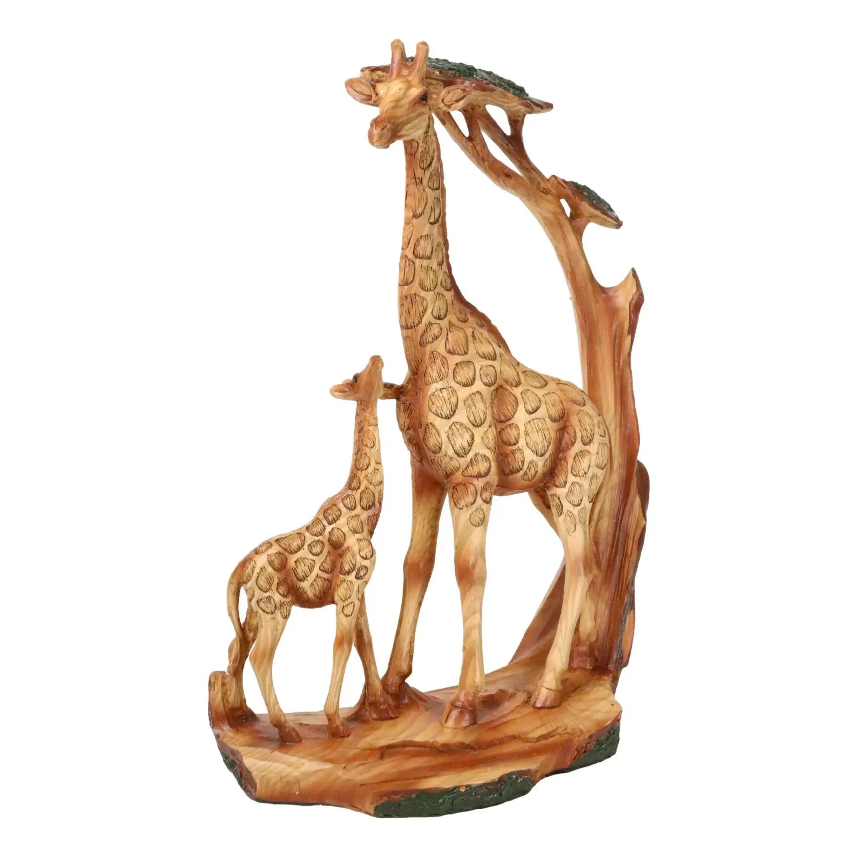 Faux Wooden Giraffe Family Cutout Figurine - Home Decor Sculpture, Nature-Inspired Safari Savannah Scenic Forest Statue for Home Supplies