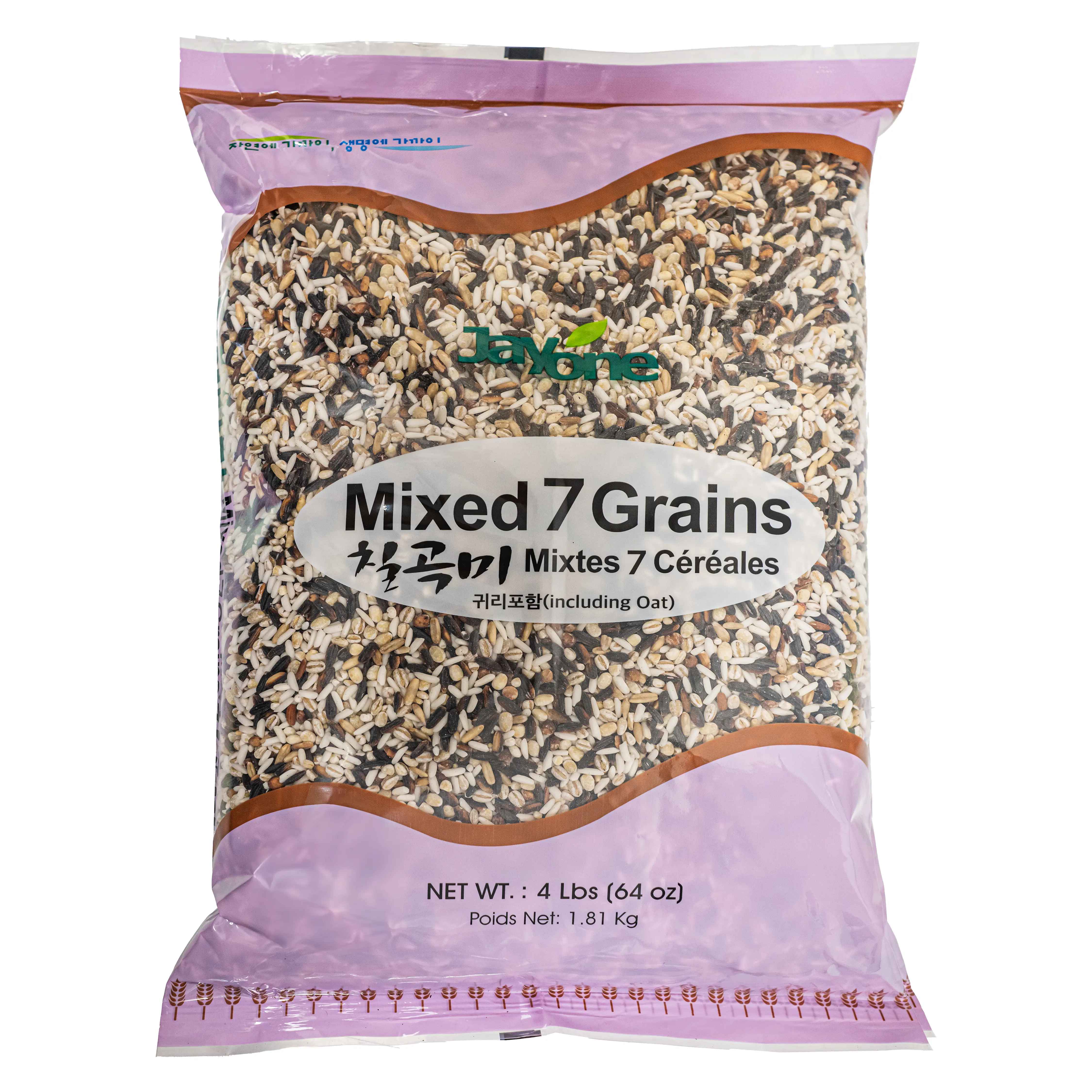 Jayone Mixed 7 Grains, 4 lb / 64 oz, Korean Multigrain Rice Mix with Brown Rice, Barley, Glutinous Rice, Sorghum, Millet & Oat