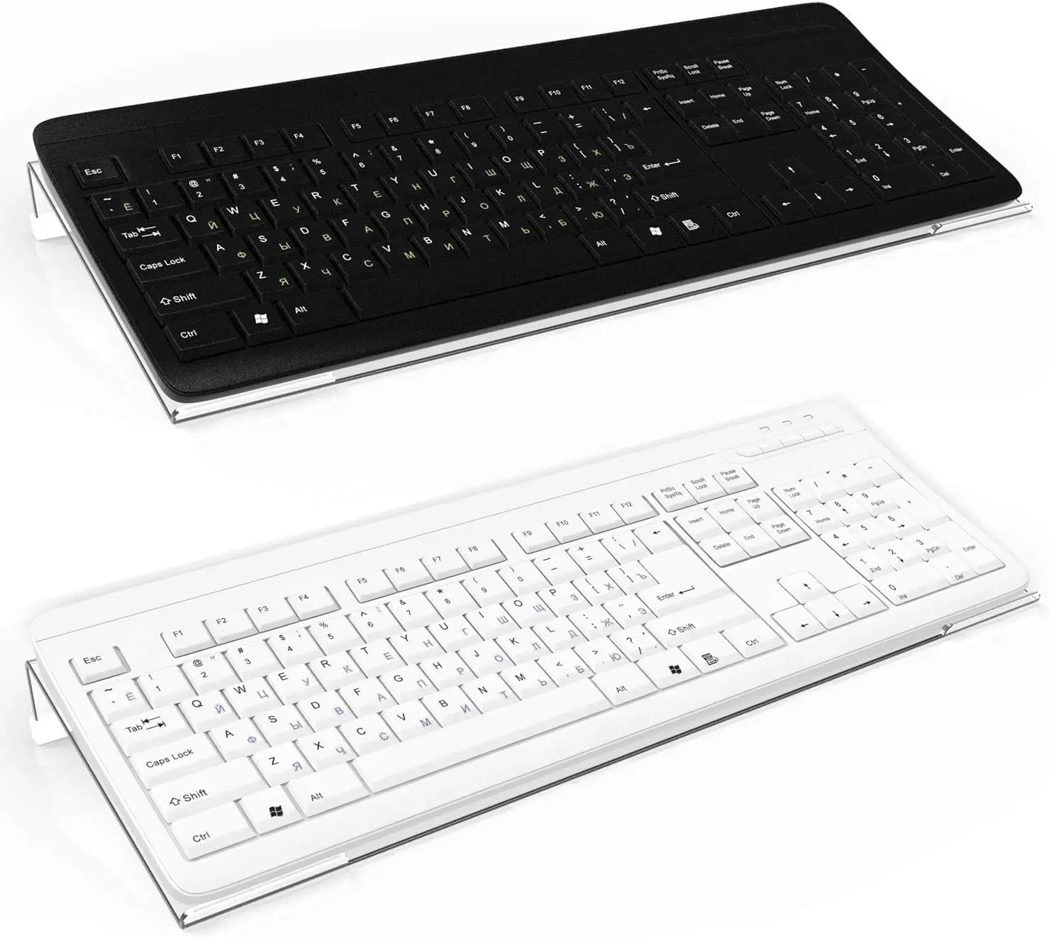 Clear Acrylic Tilted Computer Keyboard Stand for Easy Ergonomic Typing, Upgraded Version, Keyboard Holder with Silicone Anti-Slip Cover.