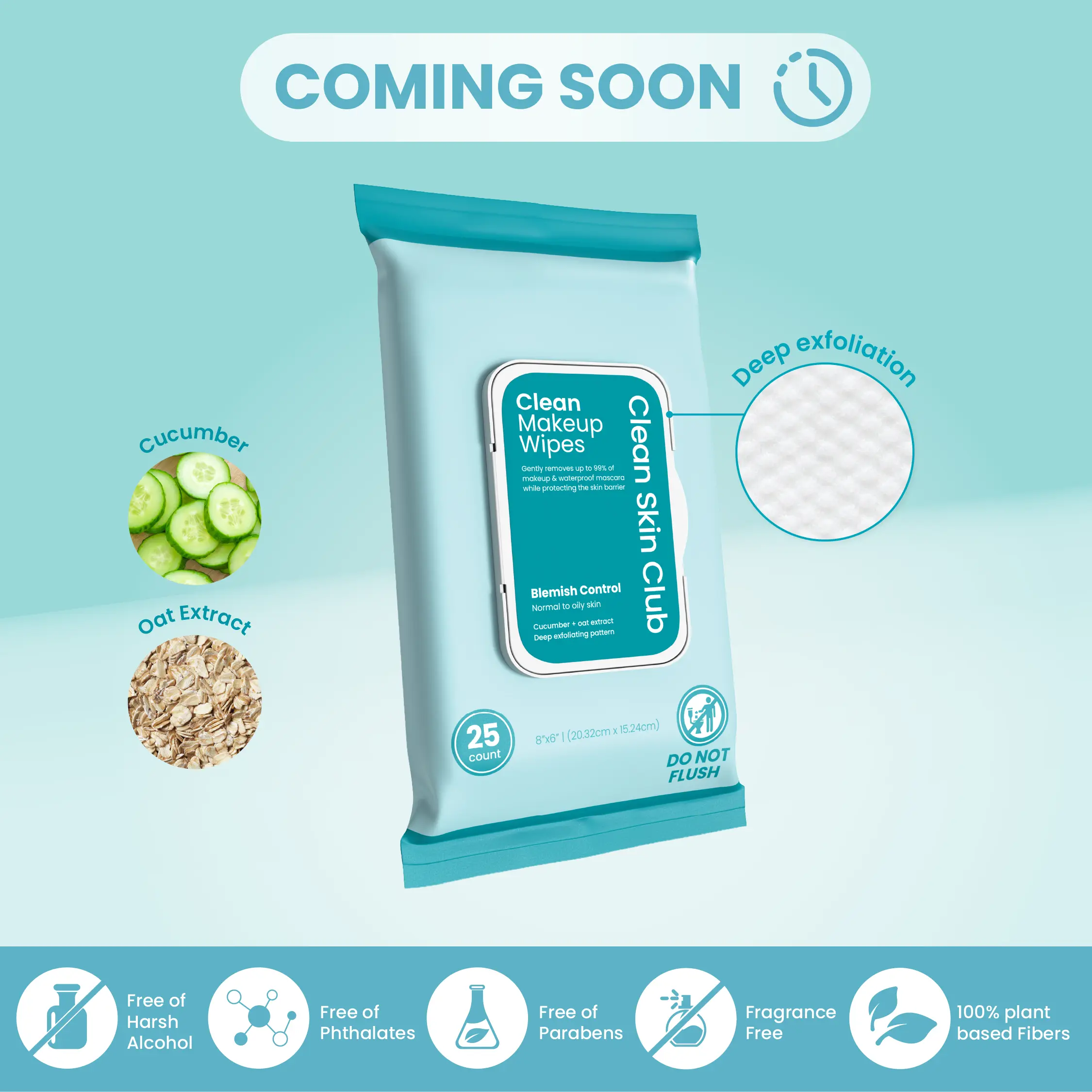 Clean Makeup Wipes Blemish Control 25ct: Refreshing, Non-Irritating Removal for Normal to Oily Skin