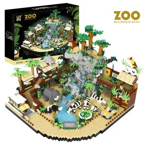 4800PCS African Safari Wildlife Forest Park Zoo Building Set Tour Vehicle Educational Animal Scene Building Kit for Adults Teens