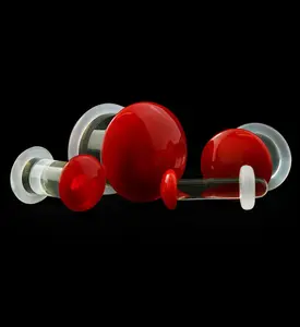 Red Color Front Single Flare Glass Plugs