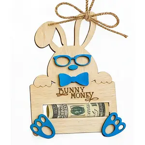 Easter Bunny Money Holder for Cash Gift,Cards Holder Basket Tag,Stuffers for Toddler,Kids,Teens,Gifts for Baby Boy,Girl,Grandchildren,Easter Basket Decorations (Blue)