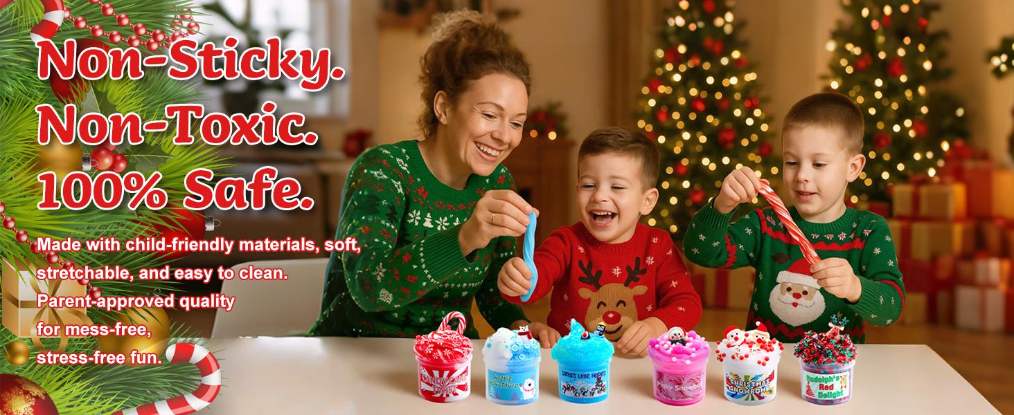 [Funewest] 2026 Slime Advent Calendar, Christmas 24-Day Countdown Calendar with Different Texture Fluffy Slime Kit, Playful Toy for Kids (Ages 4-12)