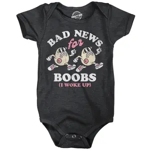 Bad News For Boobs I Woke Up Baby Bodysuit Funny Sarcastic Graphic Novelty Jumper For Infants Funny Baby Onesies Funny Food Onesie Novelty Onesie Black -