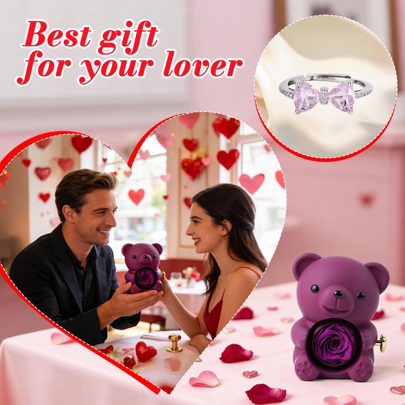 【 Mountova Original Patented】True Love Gift- Valentine's Day Real Rose Bear,Pink butterfly ring, this radiant and romantic gift is perfect for Valentine's Day ,a heartfelt token of affection for the cherished women in your life: mom, girlfriend,wife 【 Mountova Original Patented】True Love Gift- Valentine's Day Real Rose Bear,Pink butterfly ring, this radiant and romantic gift is perfect for Valentine's Day ,a heartfelt token of affection for the cherished women in your life: mom, girlfriend,wife