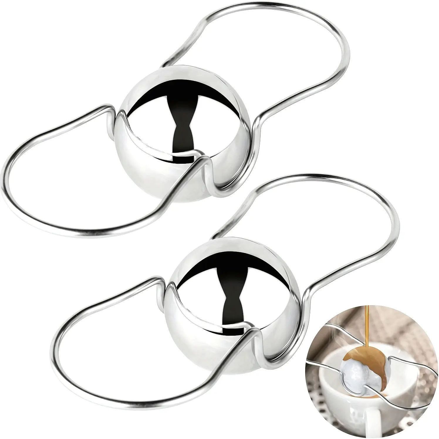 2pcs Stainless Steel Espresso Freezer Balls, Coffee Machine Accessories, Bartending Tools and Gadgets for Beverage Cooling, Concentrated Coffee