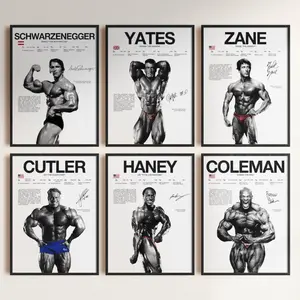 Schwarzenegger Coleman Cutler Yates Haney Zane Poster Bundle, Bodybuilding Wall Print,Mr Olympia Poster, Gym Fitness Motivation Decor Gift