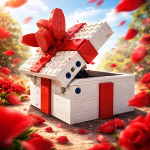 131-Piece Deluxe Gift Box Building Blocks Set, DIY Puzzle Toy, Abs Plastic, Includes Manual, Perfect for Home Decor & Gifts