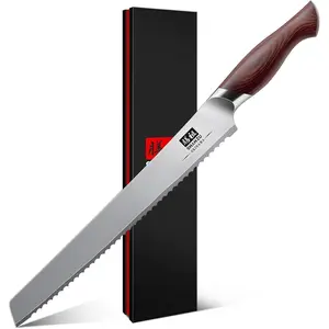 10 Inch Bread Knife, Sourdough Slicing Knife, Japanese High Carbon 10Cr15Mov Stainless Cake Knife, Multifunction Serrated knife for Homemade Bread