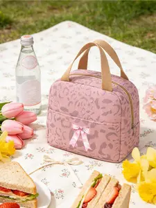 Stylish ladies letter lunch bag with pink polka-dot bow design. Leak-proof, insulated, soft and large capacity, reusable for daily use. Ideal for office, school, picnic and beach. Perfect gift for back-to-school, graduation, Mother’s Day and birthdays.
