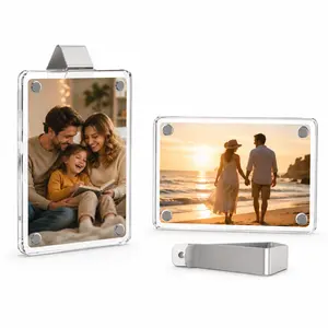 DIY Custom Car Photo Clips – 2-Pack Vertical Sun Visor Frames, Acrylic Snap-On, Holds 3.5*2.4 Photos, Random Color