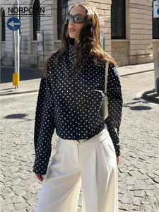 Women's Polka Dot Jacket, Fashion Loose-Fitting Top with Zipper, Spring & Fall Clothing, Stylish Full Placket Design