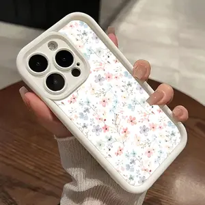 Floral Serenity Pattern TPU Phone Case for iPhone 16 15 14 Pro Max 13 12 11 XR XS Plus Shockproof Drop Protection Rugged Durable Silicone Cover Cellphone Protective