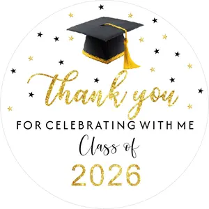120Pcs 2'' Class of 2026 Graduation Thank You Stickers Self Adhesive Congrats Grad Envelope Seal Stickers for Graduation Party Favors