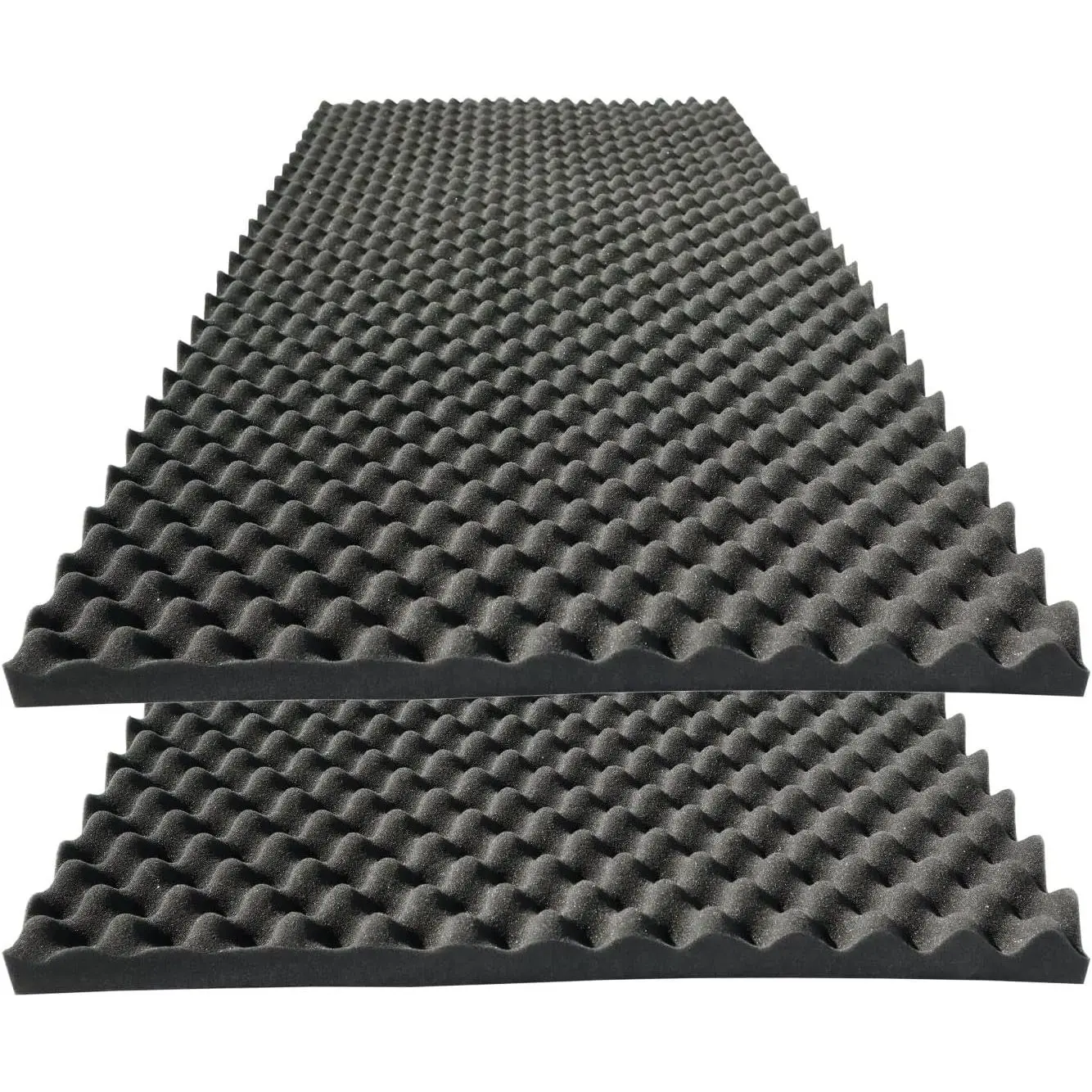 2 count Acoustic Panels,48''X24''X2'' Egg Crate  Soundproof  Wall Panels,High Density Fireproof Noise Cancelling  Studio  Panel,Noise (Black)