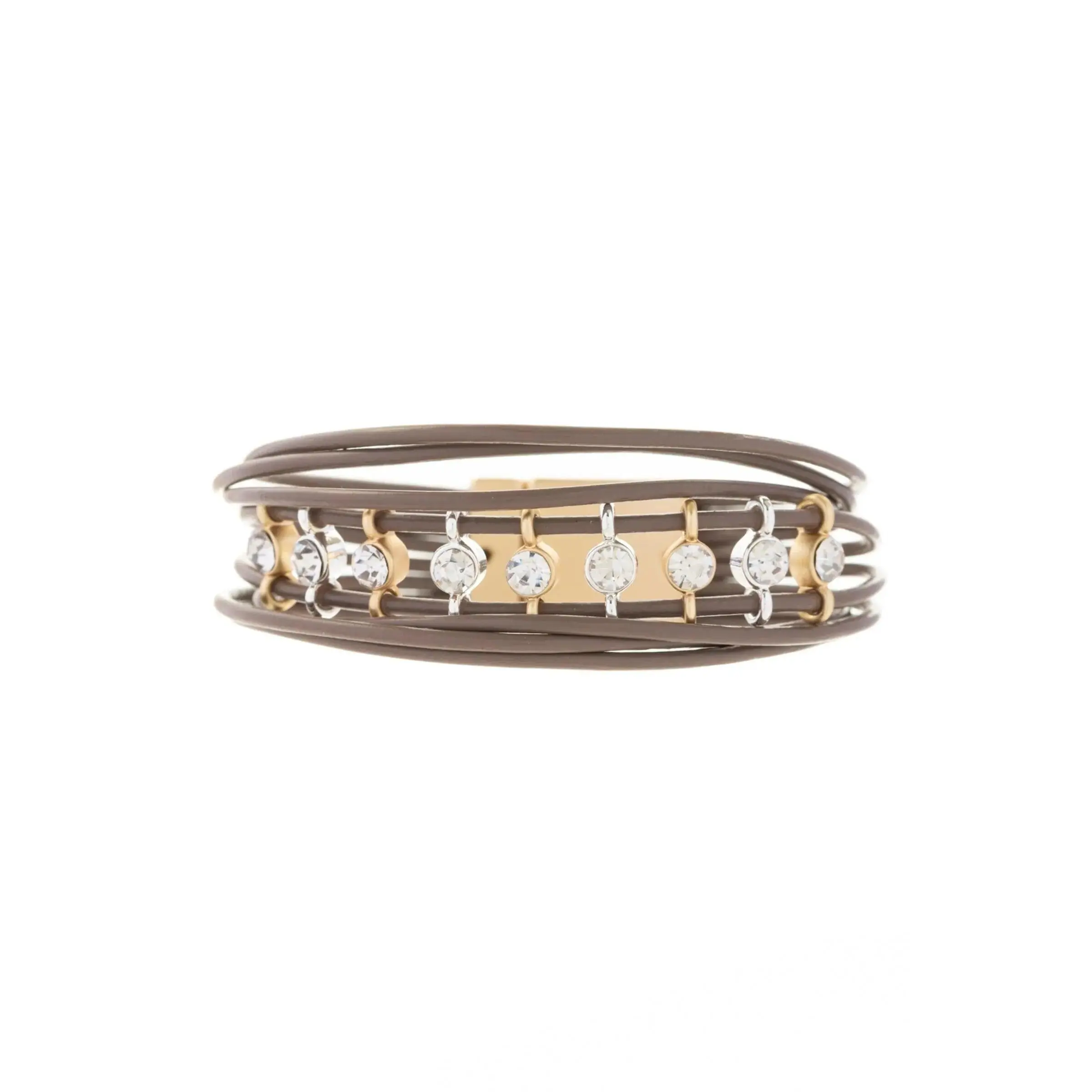 Jewel Leather Wire Bracelet