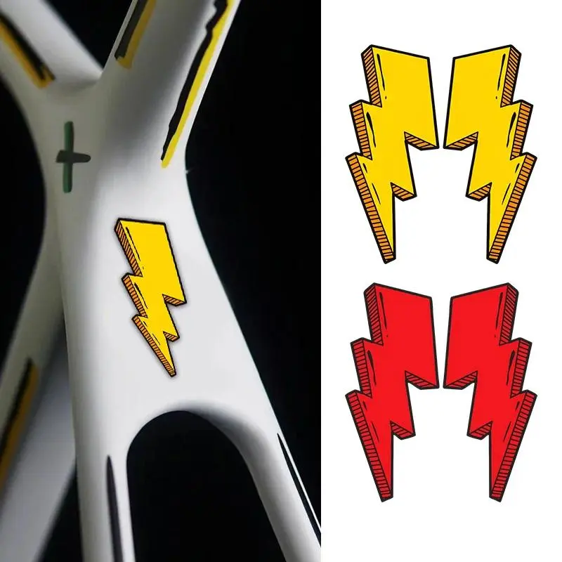 Pair of Lightning Road Bike Frame Stickers - MTB Bike Top Pipe Cap Waterproof DIY Decoration Accessories, Bike Vinyl Stickers