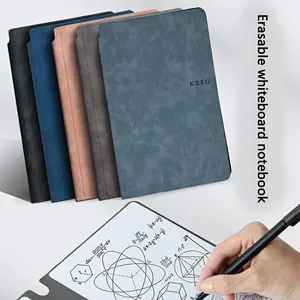 A5 Reusable Whiteboard Notebook with Faux Leather Cover - Portable Weekly Planner, Math Formulas and Illustrations Clean Erase, Includes Pen and Cloth, Great for Offices and Schools, School Notebook
