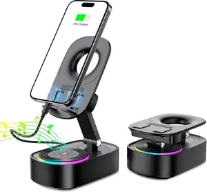 Mobile phone stand with Bluetooth amplifier, featuringemergency charging function, equipped with coloredlighting. Suitable for outdoor use, portable small Bluetoothspeaker, equipped with audio microphone for smartphones.