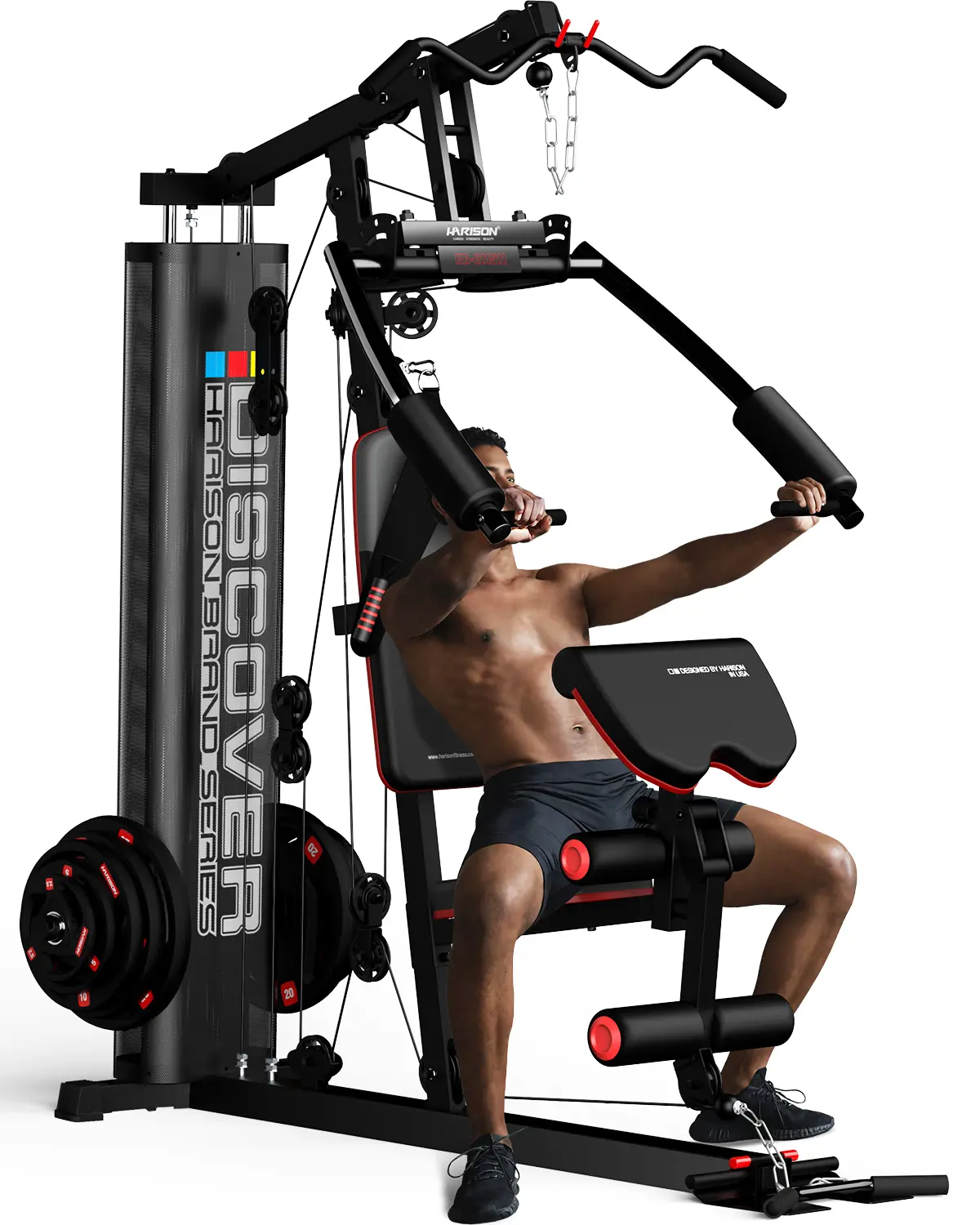 HARISON Commercial Grade Full-Body Gym Strength Training Equipment - Adjustable, Easy-to-Assemble, with Pulley System, Weight Bench, Leg Press, Rowing Machine, Removable Preacher Curl Pad, Max 999 lbs for Home Fitness (TKHR-G11511)