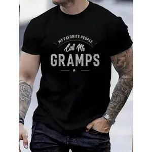 👕 100% Cotton My Favorite People Call Me Gramps Men Grandpa T-Shirt Women's Men's Graphic Tee Causal Tops Fashion Tshirt Short Sleeve T-Shirt