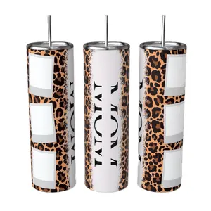 Mom cheetah print custom 6 picture with name 20 oz tumbler