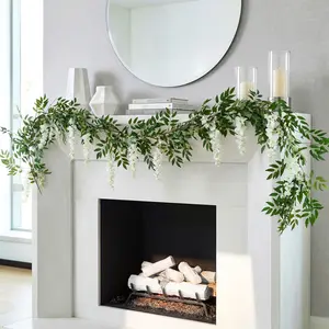 Lilac Wisteria Artificial Flower Vine, Realistic Faux Plant Decor, Faux Floral Garland, Perfect for Wedding Ceiling, Balcony Archway, Home Decoration, Floral DIY, Home Decor Ornaments