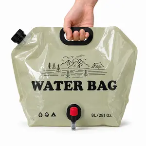 8L BPA-Free Collapsible Water Container with Spigot, 2.1 Gallon Foldable Camping Water Bag, Leakproof Portable Water Storage Jug for BBQ, Hiking, Travel & Outdoor Cooking