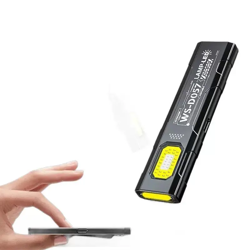 Flat Rechargeable Flashlight, Slim Pocket LED EDC Light with Clip and Magnetic Base, Small Thin Handheld Flashlight for Night Walking, Emergency, Car Repair, USB C Charging