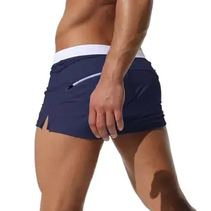 Men's Swimwear Short Swim Trunks with Zipper Pocket for Beach Pool Water Sports Men Quick-Dry Athletic Swimwear