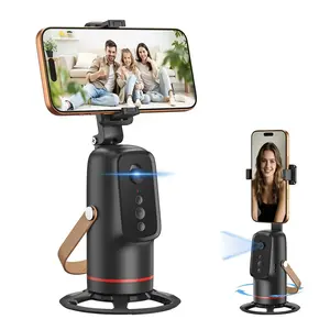 Automatic face-tracking tripod with gesture control, 360° rotation; phone camera mount for body/face shots; smart tracking holder for live vlogging and video streaming; selfie accessories; 360 rotating phone stand