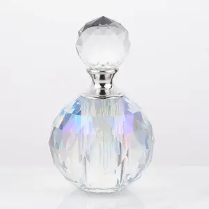 14ML -Glass Empty Perfume Bottle,Circle  Refillable Small Essential Oil Bottles  Decoration(AB-Dazzling Colors)