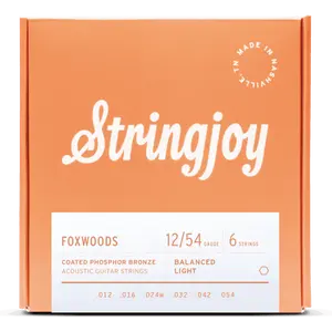Stringjoy 12-54 Light Gauge Foxwoods - Coated Phosphor Bronze Acoustic Guitar Strings