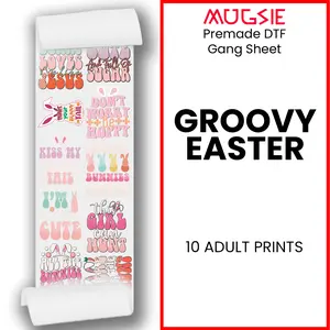 Groovy Easter DTF Transfer 22x60 Direct-to-Film Gang Sheets