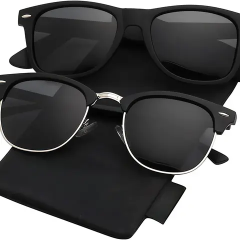 EUNOIALENS Unisex Polarized Sunglasses - Modern Oval Semi-Rimless Metal TAC Lens Frame, UV-Proof Eye Protection, Enhance Visibility, Driving Use, Accessories for Women, UV-Proof Men's Sunglasses, Borderless Look, Modern Edge