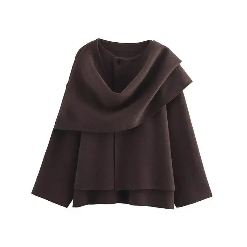 Women's Autumn New Asymmetric Scarf Short Loose Knitted Coat Jacket Knitwear Womenswear Women's Autumn New Asymmetric Scarf Short Loose Knitted Coat Jacket Knitwear Womenswear