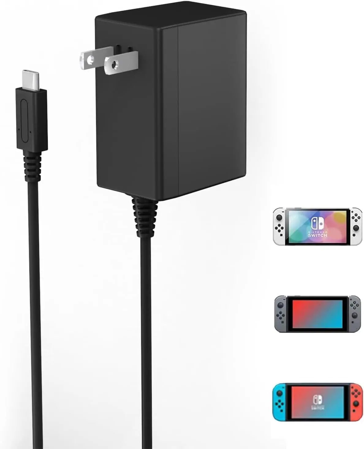 39W Max Compact USB-C Fast Charger for Switch Series, 6.6FT Charger Cable Included, AC Power Supply Adapter for Switch 2/OLED/Lite & Steam Deck, Supports 15V2.6A Output TV Dock Mode Gaming Console Accessory