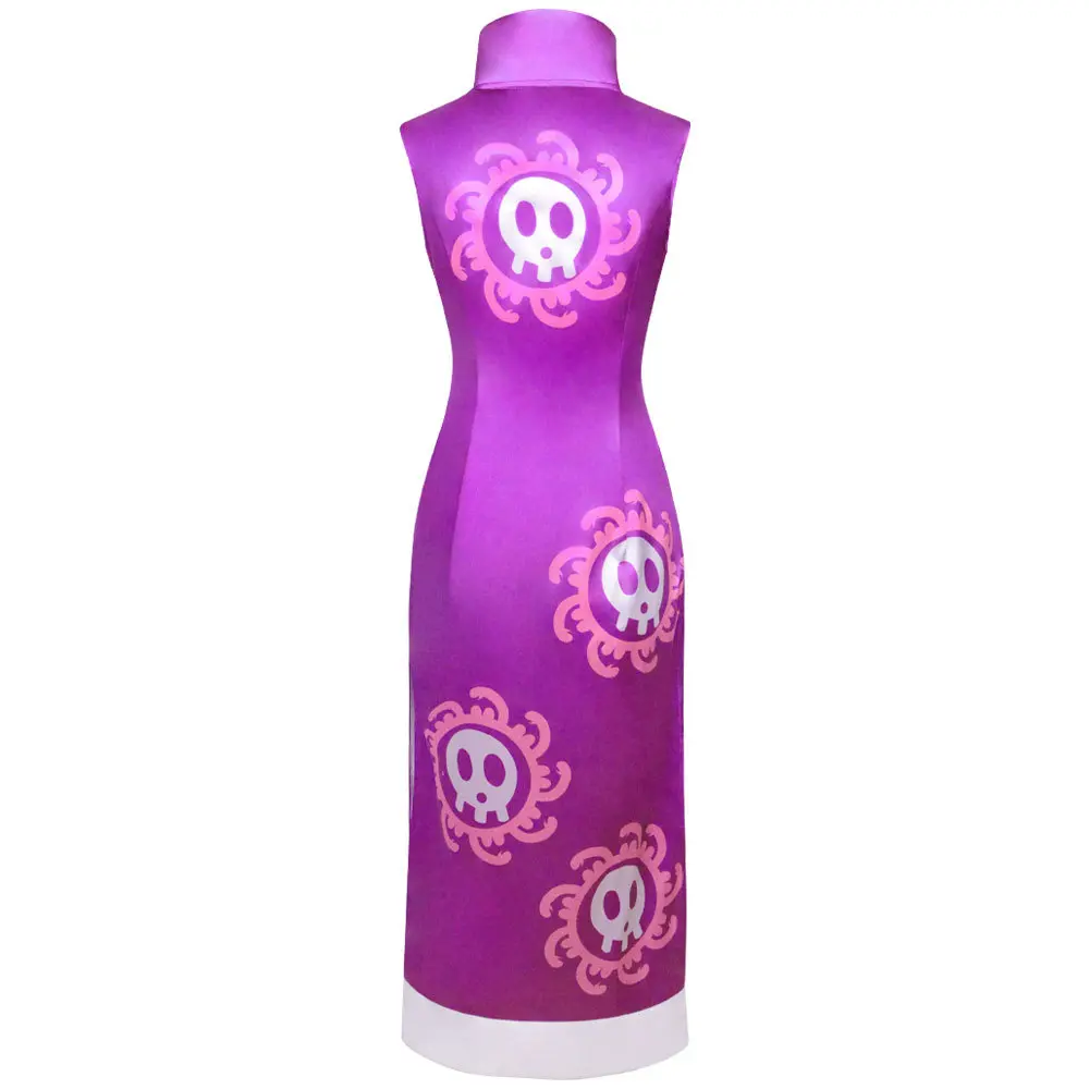 Boa Hancock Purple Qipao Cosplay Costume with Snake Earrings for Comic Con