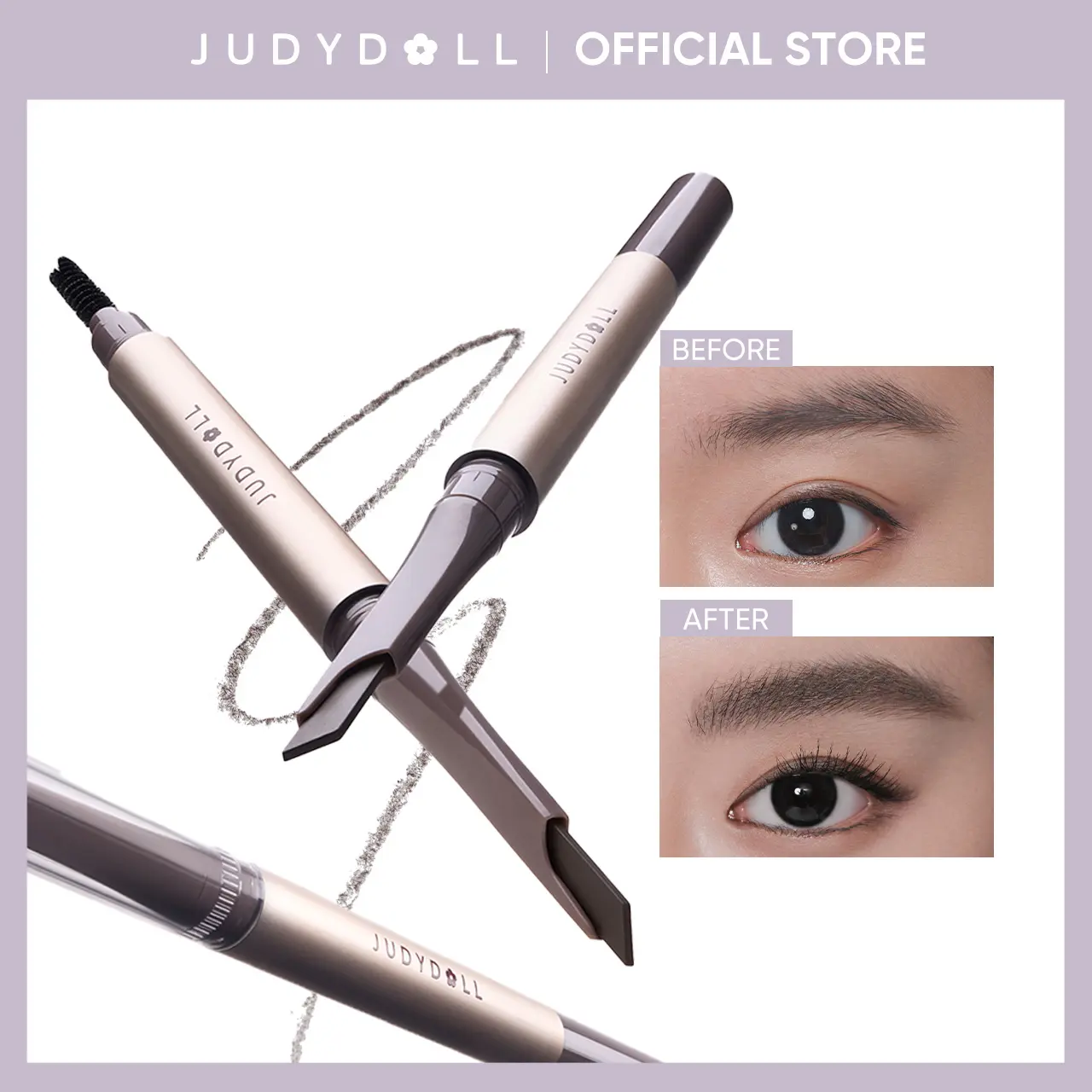 JUDYDOLL Precision Auto Brow Pencil, Brow Pen, Makeup, Waterproof, Ultra-Fine Mechanical Pencil, Eyebrow Retractable Definer Pencil, Smudge Proof, Dual-Sided Brow Brush, Friendly for Beginners, Refresh Look, Summerwins